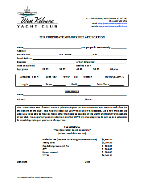 Corporate Member Application Form