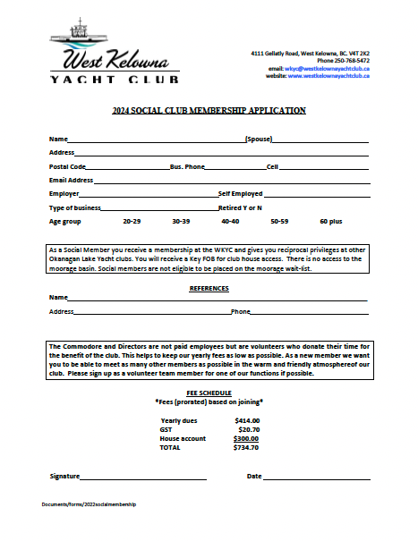 Social Member Application Form