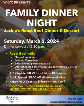 Club Dinner - Jackie's Roast Beef Dinner